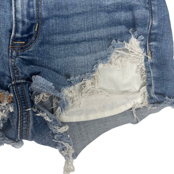 American Eagle Denim Shorts Size 2 Destroyed Hi Rise Shorties Super Stretch - Picture 3 of 13